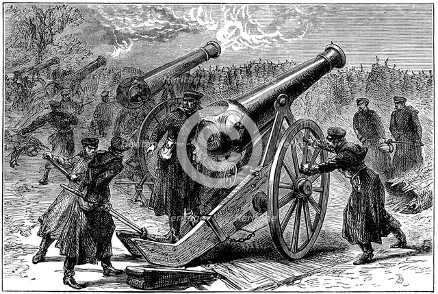 Prussian guns at the siege of Paris, Franco-Prussian War, January 1871 (c1880). Artist: Unknown