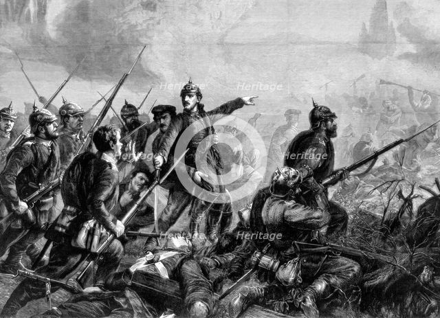 Prussian infantry at the charge, Franco-Prussian War, 1870. Artist: Unknown