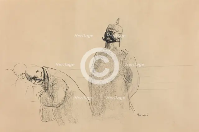 Prussian Soldier and Civilians, c. 1919. Creator: Jean Louis Forain.