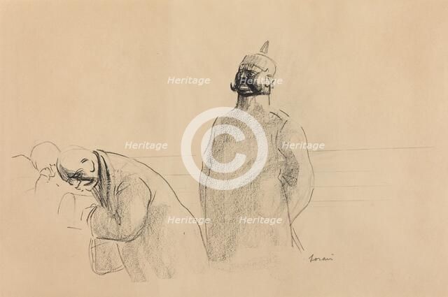 Prussian Soldier and Civilians, c. 1919. Creator: Jean Louis Forain.