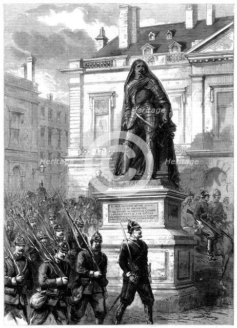 Prussian troops entering Metz, Franco-Prussian War, 1870. Artist: Unknown