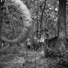 Practicing on the archery range at Camp Fern Rock, Bear Mountain, New York, 1943 Creator: Gordon Parks