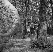 Practicing on the archery range at Camp Fern Rock, Bear Mountain, New York, 1943 Creator: Gordon Parks