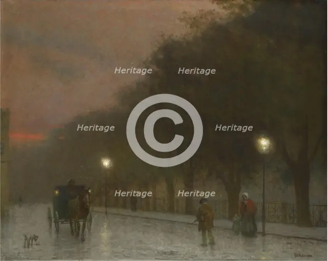 Prague at dusk, c. 1910. Artist: Schikaneder, Jakub (1855-1924)