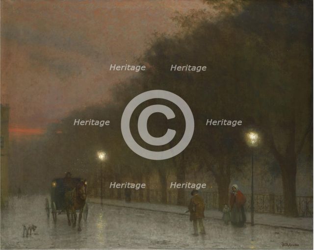 Prague at dusk, c. 1910. Artist: Schikaneder, Jakub (1855-1924)