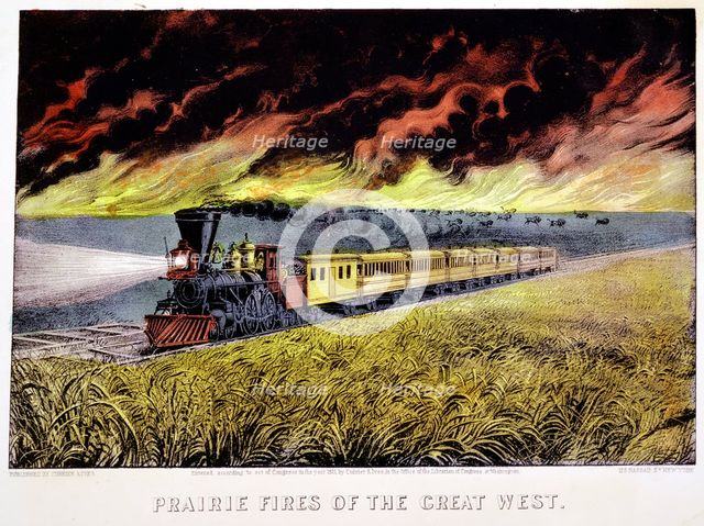 'Prairie Fires of the Great West', USA, 1871. Creator: Currier and Ives.