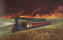 Prairie Fires of the Great West, pub. 1871, Currier & Ives (Colour Lithograph)