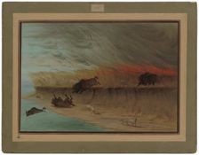 Prairie Meadows Burning, 1861/1869. Creator: George Catlin