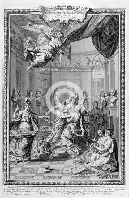 Praise of Academiciens of the Royal Academy of Science... 1728. Artist: Bernard Picart
