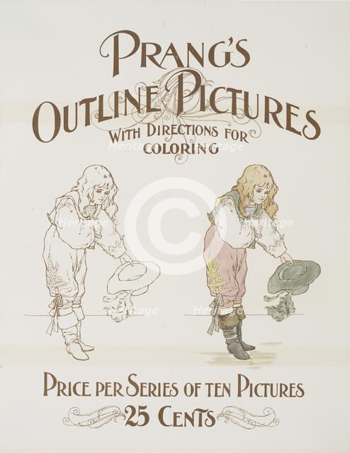 Prang's outline pictures with directions for coloring., c1865 - 1899. Creator: Louis Prang.