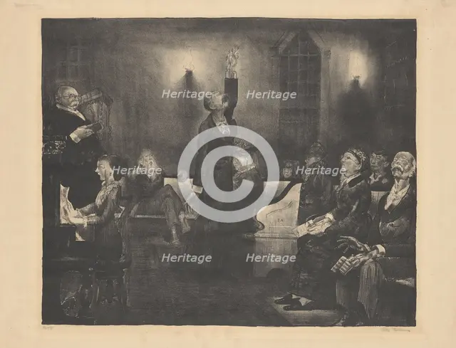 Prayer Meeting, second stone, 1916. Creator: George Wesley Bellows.