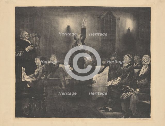 Prayer Meeting, second stone, 1916. Creator: George Wesley Bellows.