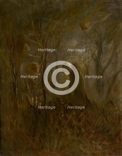 Prayer over the grave, 1895. Creator: Mednyanszky, Laszlo (1852-1919).