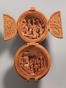Prayer Bead with the Crucifixion and Jesus before Pilate, early 16th century. Creator: Unknown