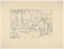 Prayer in Stonewall Jackson's Camp (from Confederate War Etchings), 1861-63. Creator: Adalbert John Volck