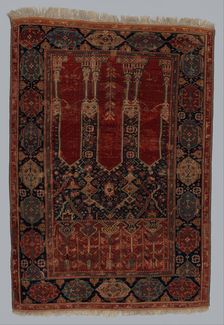 Prayer Rug with Coupled Columns, Turkey, early 18th century. Creator: Unknown