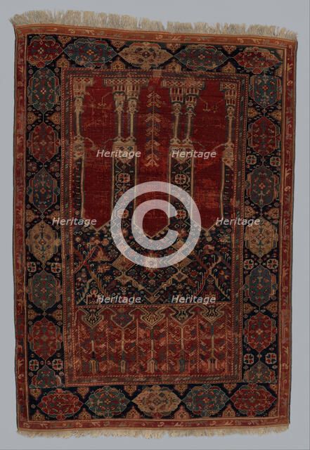 Prayer Rug with Coupled Columns, Turkey, early 18th century. Creator: Unknown.