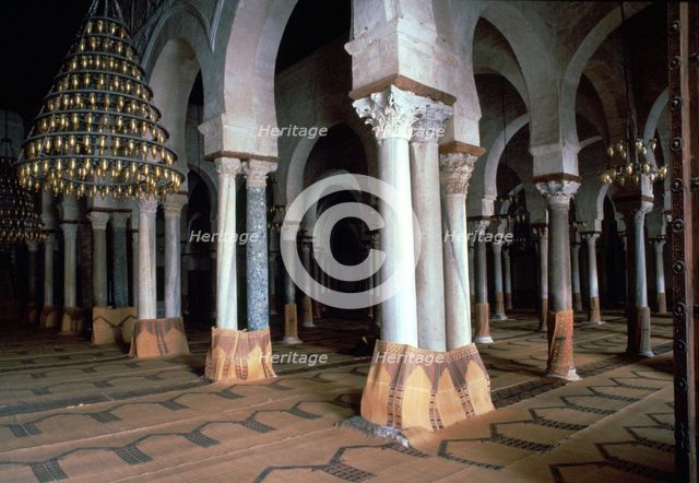Prayer room of the Great Mosque in Kairouan, 7th century. Artist: Unknown