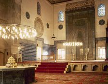 Prayer Room with the mihrab, Green Mosque, Bursa, Turkey, 1999. Creator: Unknown