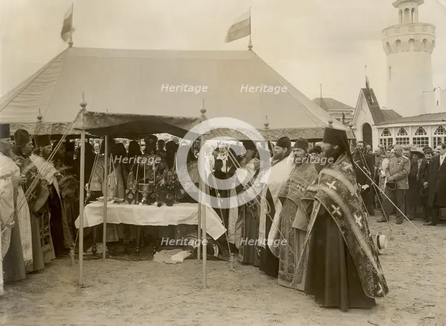 Prayer service before the opening of the exhibition, 1911. Creator: A. A. Antonov.