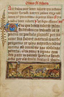Prayer to Robert of Bury with Four Animals in Procession; Illustrated Vita Christi..., about 1480-14 Creator: Unknown