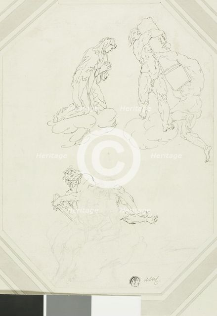Praying Virgin and Figures in Clouds, n.d. Creator: Raymond Lafage.