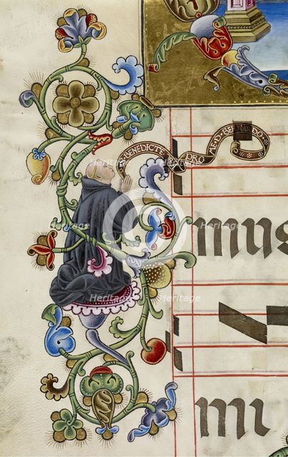 Praying cleric - detail from an antiphonary, c1505. Creator: Unknown.