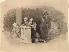 Praying Figures in a Church, Florence, c. 1824/1827. Creator: Robert Walter Weir