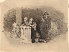 Praying Figures in a Church, Florence, c. 1824/1827. Creator: Robert Walter Weir