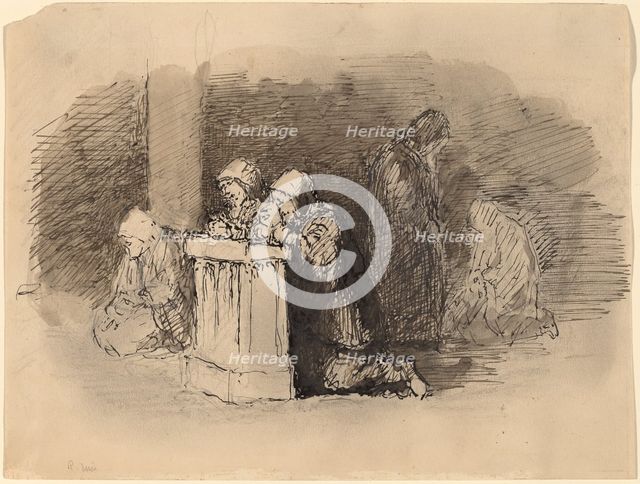 Praying Figures in a Church, Florence, c. 1824/1827. Creator: Robert Walter Weir.