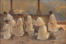 Praying for rain, procession in the Apennines, 1895. Creator: Johannes Martin Fasting Wilhjelm