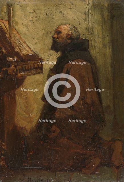 Praying Monk (Monk at his Devotions), 1864. Creator: Jacob Henricus Maris.