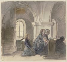 Praying peasants in a church, c1830-1872. Creator: Jakob Becker