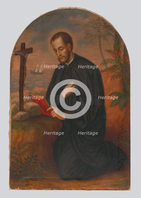 Praying Priest Saint by the Cross 1861, 1861. Creator: Julius Jonas.