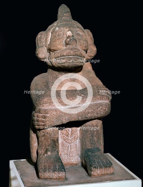 Pre-Columbian pottery statuette of the Mayan god Mictantecuan. Artist: Unknown