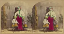 Precaution - Pretty Nurse Maid. "Dear me, children. why don't you keep your hats on...", about 1860. Creator: London Stereoscopic & Photographic Co