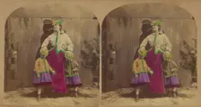Precaution. Pretty Nursemaid: - "Dear me, children, how must I tell you how to wear..., about 1865. Creator: London Stereoscopic & Photographic Co