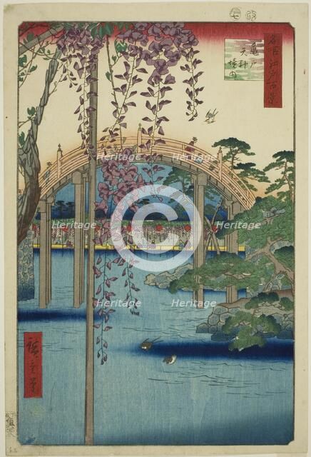 Precincts of Kameido Tenjin Shrine (Kameido Tenjin keidai), from the series "One Hundred..., 1856. Creator: Ando Hiroshige.