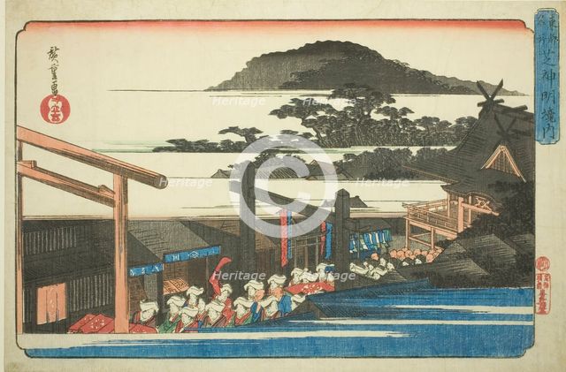 Precincts of the Shiba Shinmei Shrine (Shiba Shinmei keidai), from the series "Famous...,c. 832/38. Creator: Ando Hiroshige.
