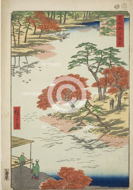 Precints of the Akiba Shrine, Ukeji (Ukeji Akiba no keidai), from the series "One Hundred..., 1857. Creator: Ando Hiroshige.