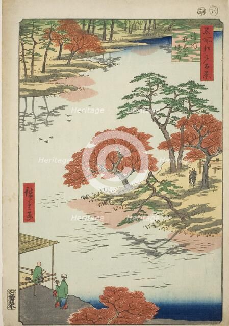 Precints of the Akiba Shrine, Ukeji (Ukeji Akiba no keidai), from the series "One Hundred..., 1857. Creator: Ando Hiroshige.