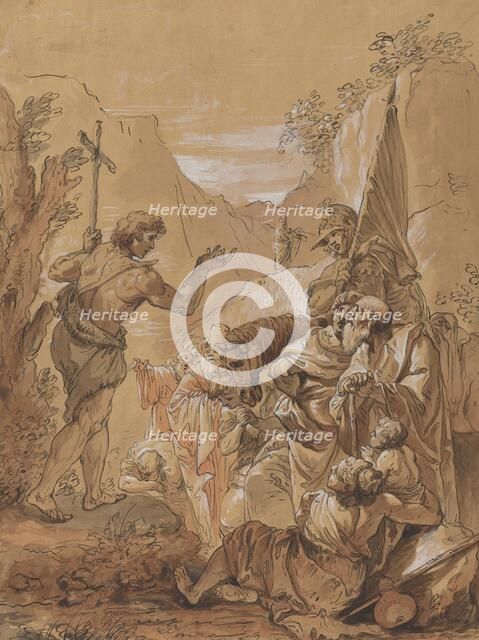 Preaching of John the Baptist in the Wilderness, 18th century. Creator: Francesco Fontebasso.