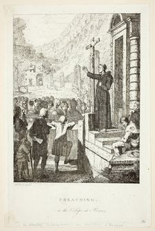 Preaching in the College at Rome, 1773/75. Creator: David Allan