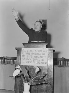Preaching Salvation, Salvation Army, San Francisco, California, 1939. Creator: Dorothea Lange