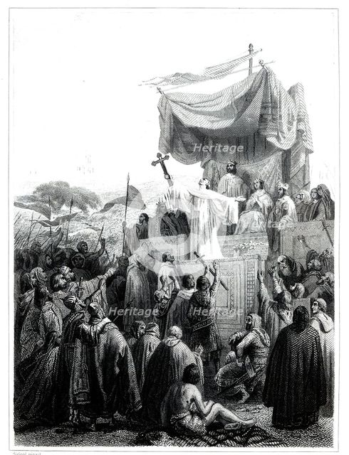 Preaching the Second Crusade for Saint Bernard commissioned by Pope Eugenius III to the King of F…