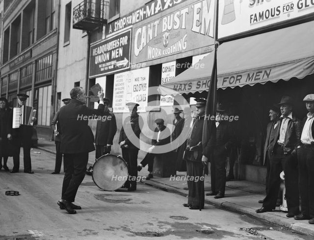 Preaching to the crowd, Salvation Army, San Francisco, California, 1939. Creator: Dorothea Lange.