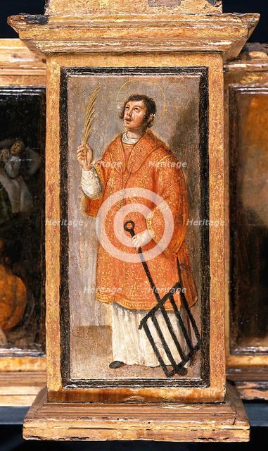 Predella of Saint Laurence with three scenes of Saint Roch, Saint Peter and Christ.., c1580?- 1620?. Creator: Unknown.