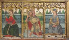 Predella pane with Saint Bridget, Saint Christopher, and Saint Kilian from Retable, 15th century. Creator: Domingo Ram