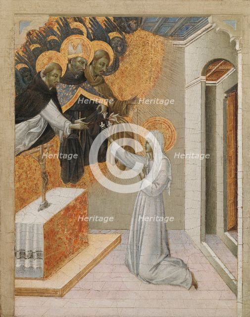 Predella Panel from an Altarpiece: St. Catherine of Siena Invested with the Dominican Habit, 1460s. Creator: Giovanni di Paolo (Italian, c. 1403-1482).