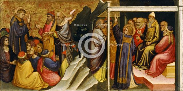 Predella Panel: Saint Stephen before the High Priest and Elders of the Sanhedrin. Artist: Mariotto di Nardo (active 1394-1424)